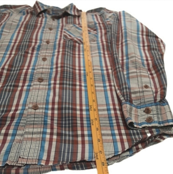 Prana Button Up Plaid Shirt Mens Medium - Picture 12 of 13